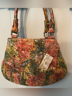 Mira Flores Floral Multicolor Leather Shoulder Bag
